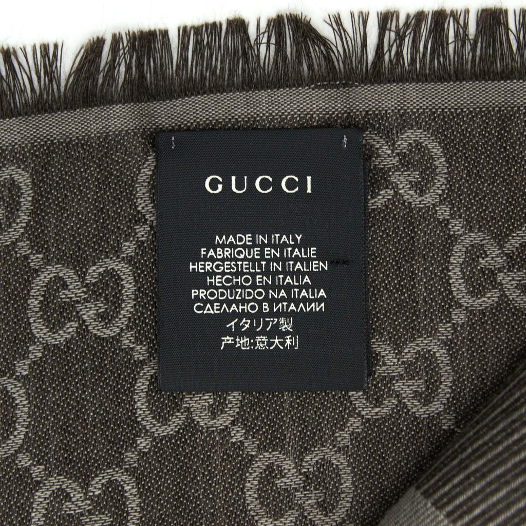 Gucci GUCCI Wool Jacquard GG Logo Scarf Dark Brown 140x140cm - Scarf | Shop From The Mirage
