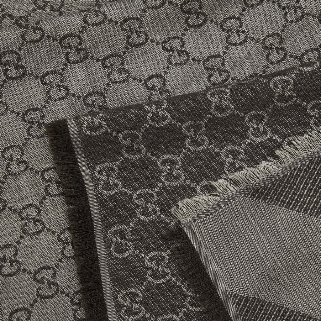 Gucci GUCCI Wool Jacquard GG Logo Scarf Dark Brown 140x140cm - Scarf | Shop From The Mirage