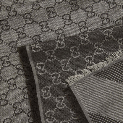 Gucci GUCCI Wool Jacquard GG Logo Scarf Dark Brown 140x140cm - Scarf | Shop From The Mirage