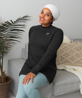 Gymshark Vital Long Line Top - Black Marl
