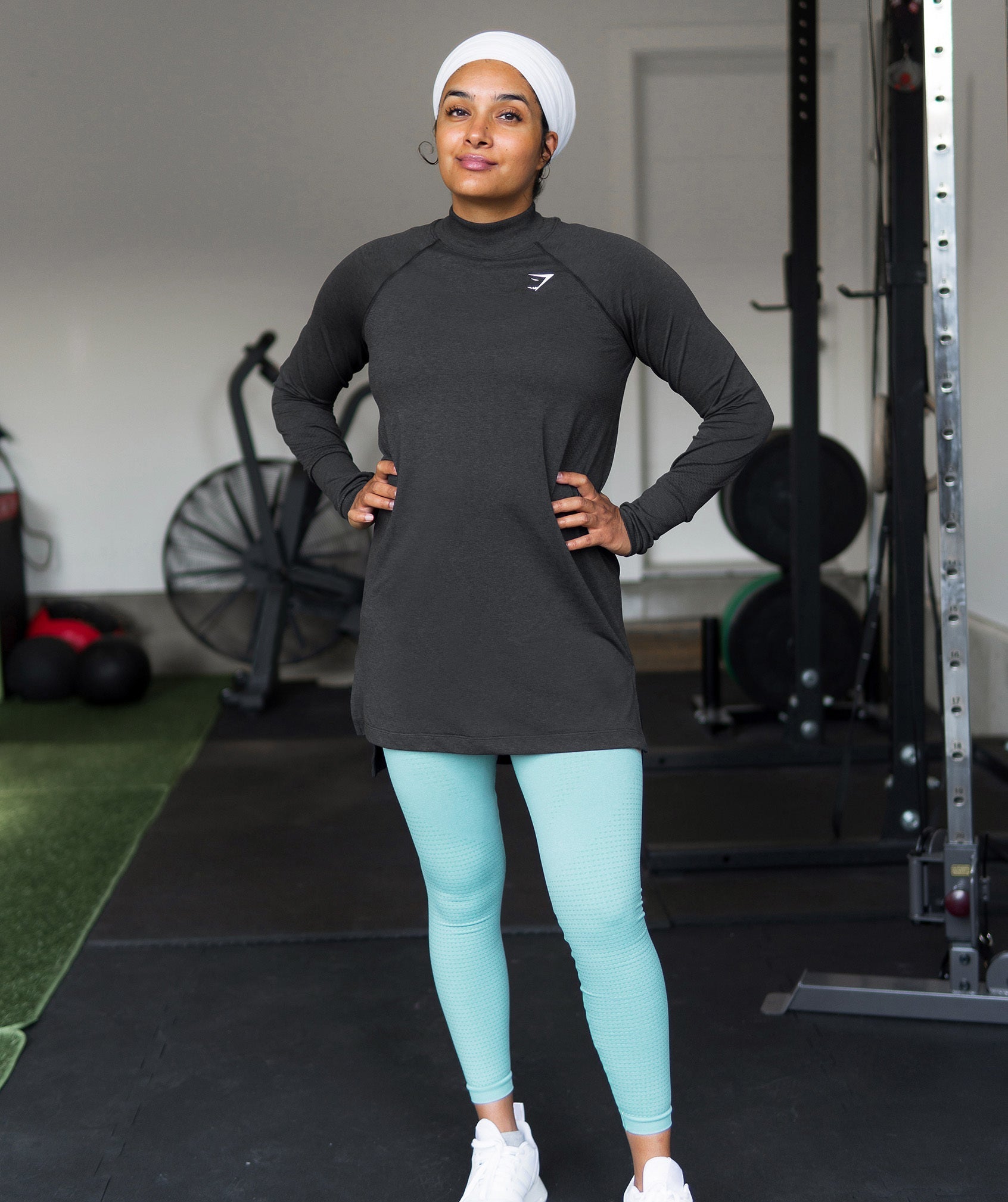 Gymshark Vital Long Line Top - Black Marl