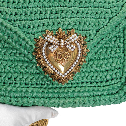 Dolce & Gabbana Green Raffia Crochet Bag