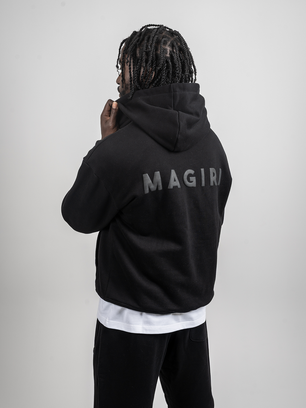 Magiri Core Puff Printed Hoodie in Black