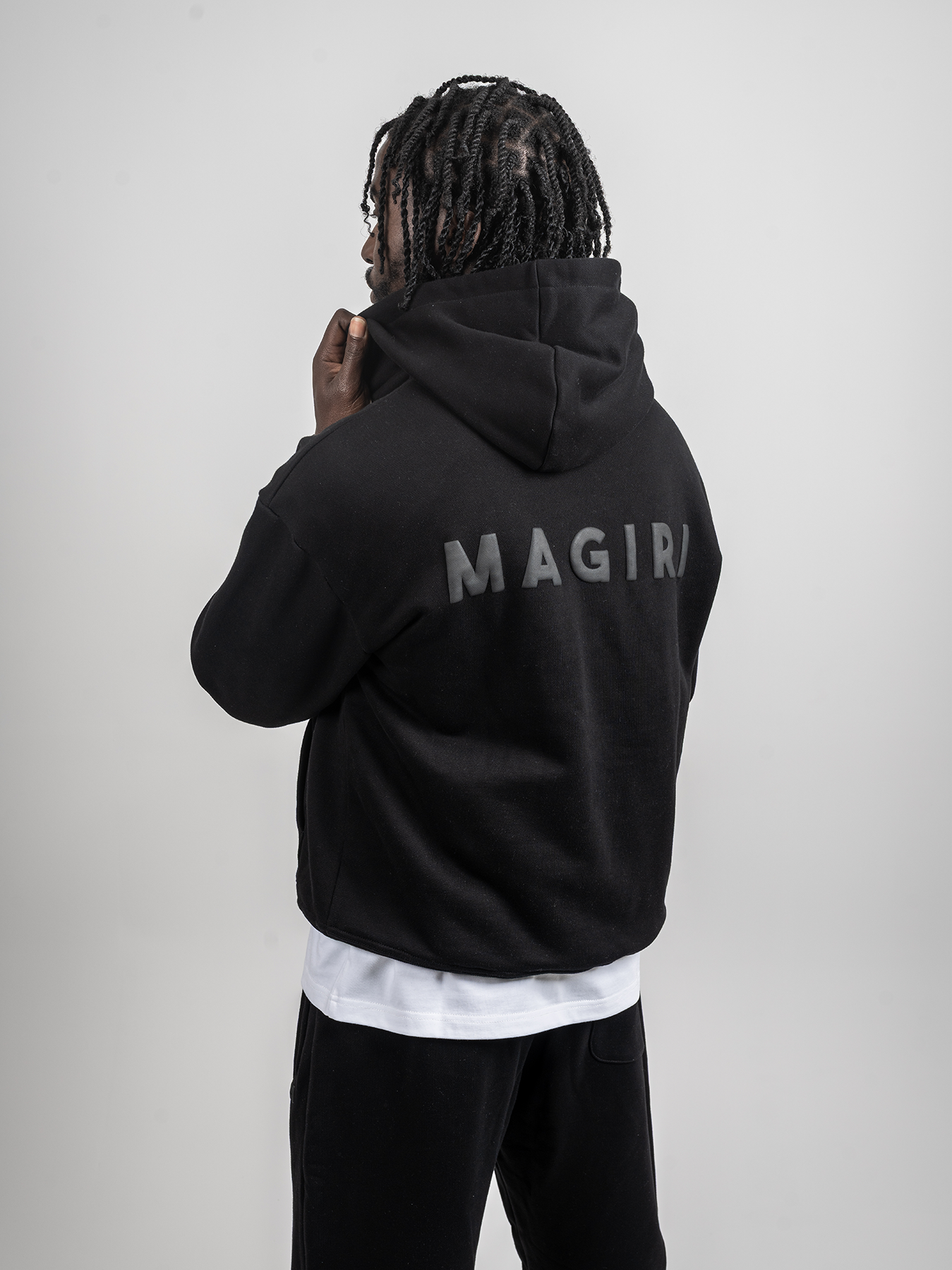 Magiri Core Puff Printed Hoodie in Black