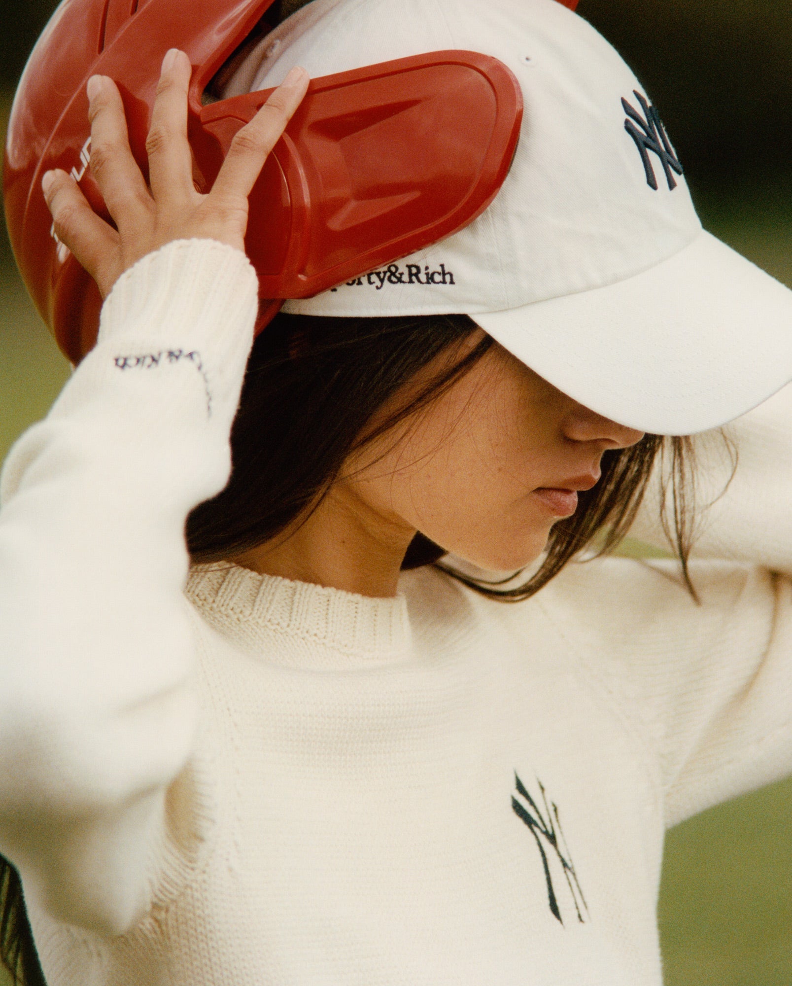 Yankees Serif Hat - White/Navy