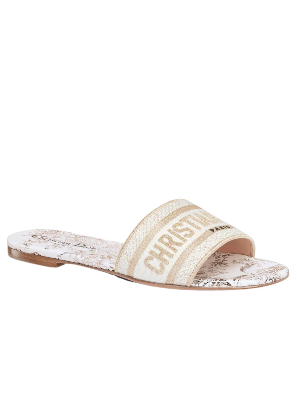 DIOR DWAY SLIDE WHITE AND GOLD