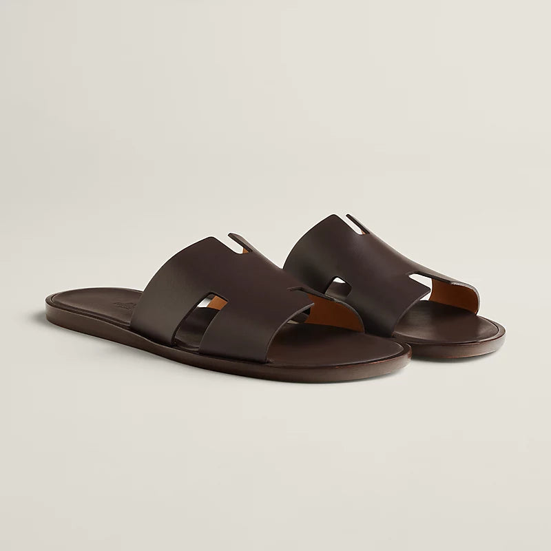 Hermès Oran Sandals – Dark Brown