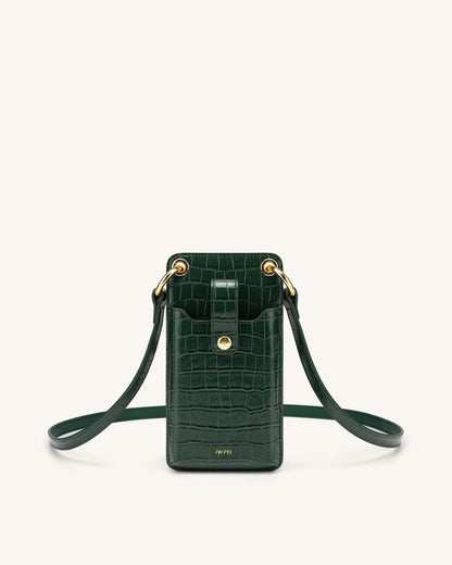 Quinn Phone Bag - Black Grained Vegan Leather