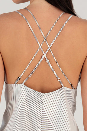 STRIPED X-BACK SATIN V CAMI