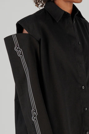TWILL SHOULDER CUTOUT SHIRT