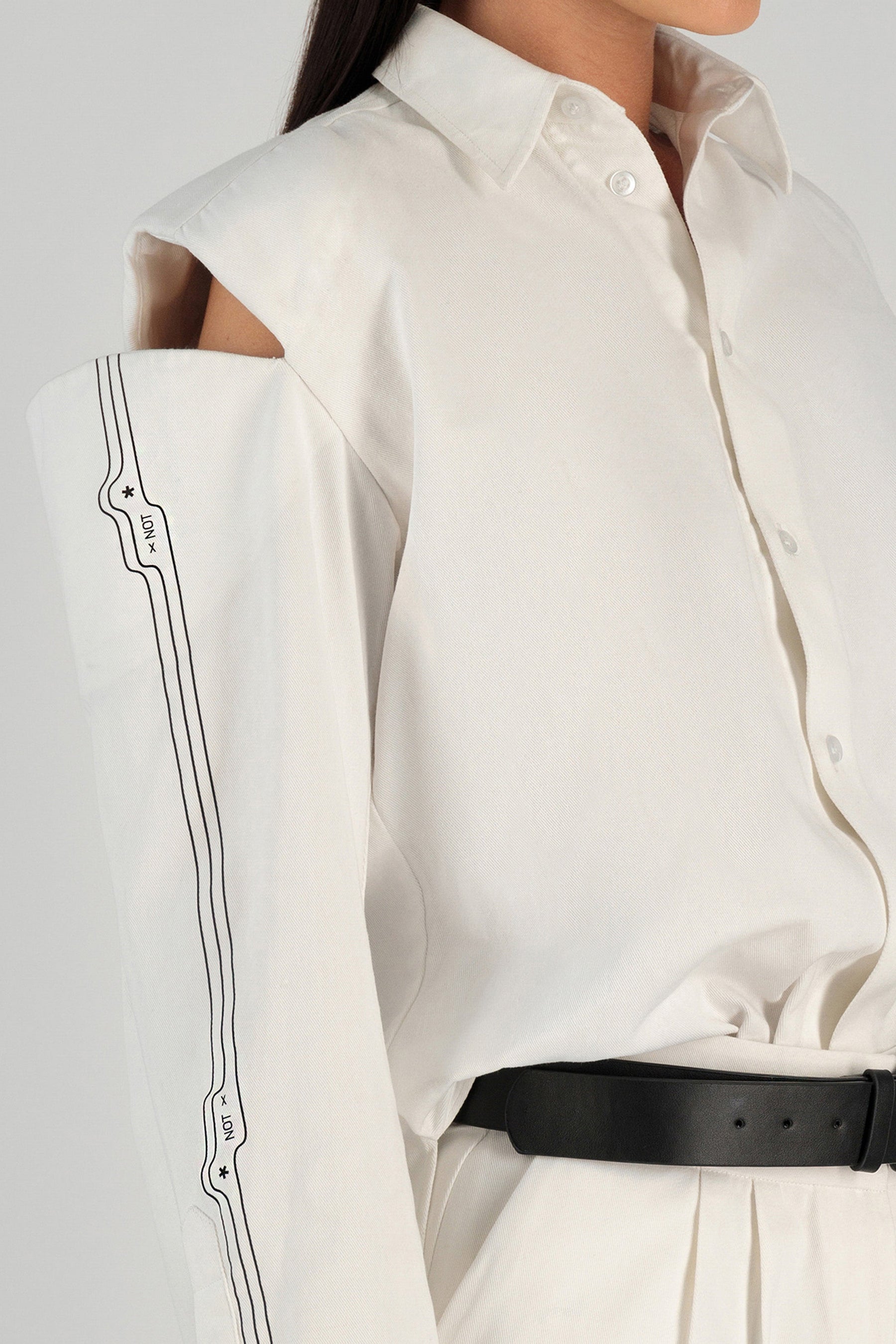 TWILL SHOULDER CUTOUT SHIRT