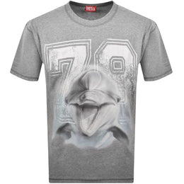 Diesel T Boxt Dolphin Print T Shirt Grey