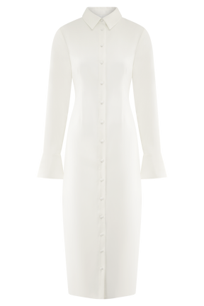 Dorian Fitted Shirt Midi Dress - White
