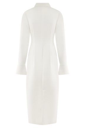 Dorian Fitted Shirt Midi Dress - White
