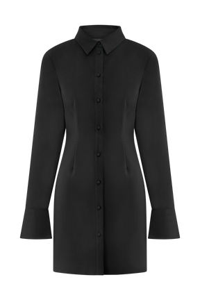 Dorian Fitted Shirt Mini Dress - Black