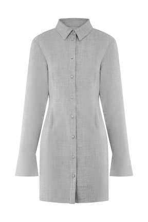 Dorian Fitted Shirt Mini Dress - Charcoal Marle