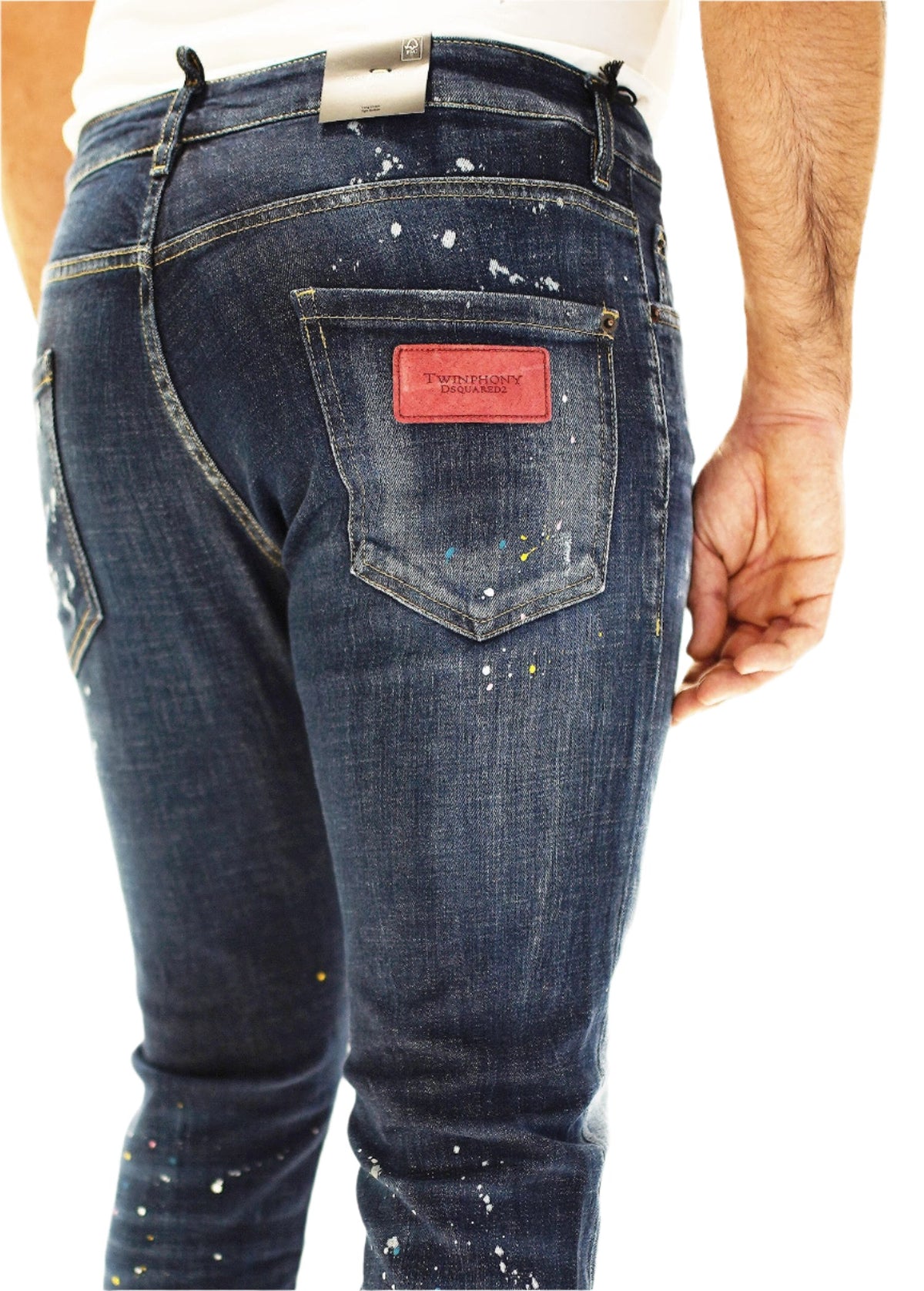 Dsquared2 Twinphony Paint Splattered Jeans Blue