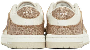 AMIRI White & Gold Shimmer Skel Top Low Sneakers
