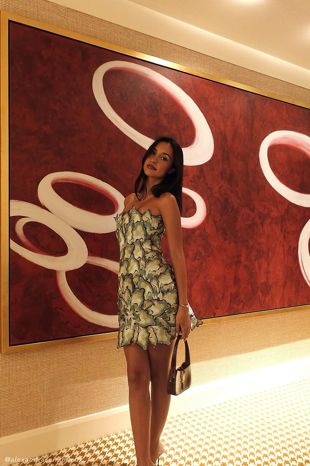 Juniper Hand Embroidered Floral Mini Dress - Gold/Teal