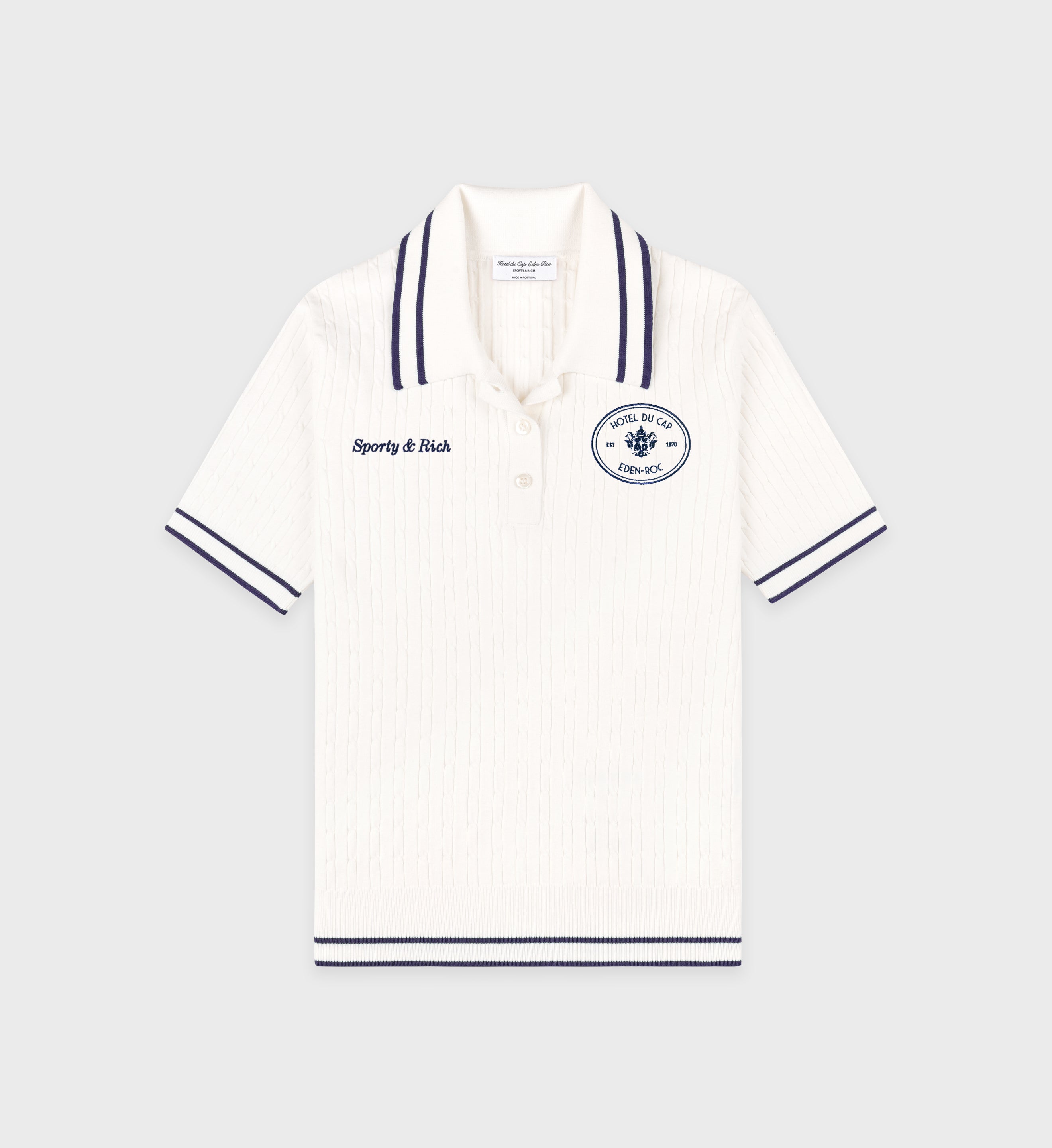 Eden Crest Mini Cable Polo - White/Navy