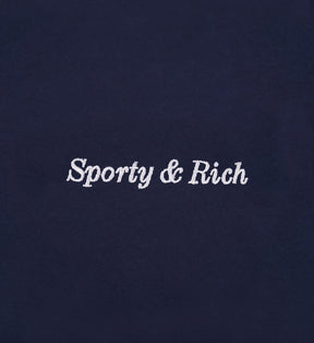 Eden Crest Cropped Zip Hoodie - Navy/White