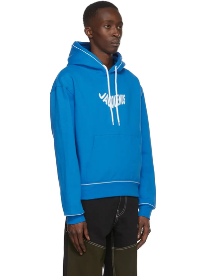 Jacquemus Le Sweatshirt Vague Print Logo Hoodie in Wave Blue
