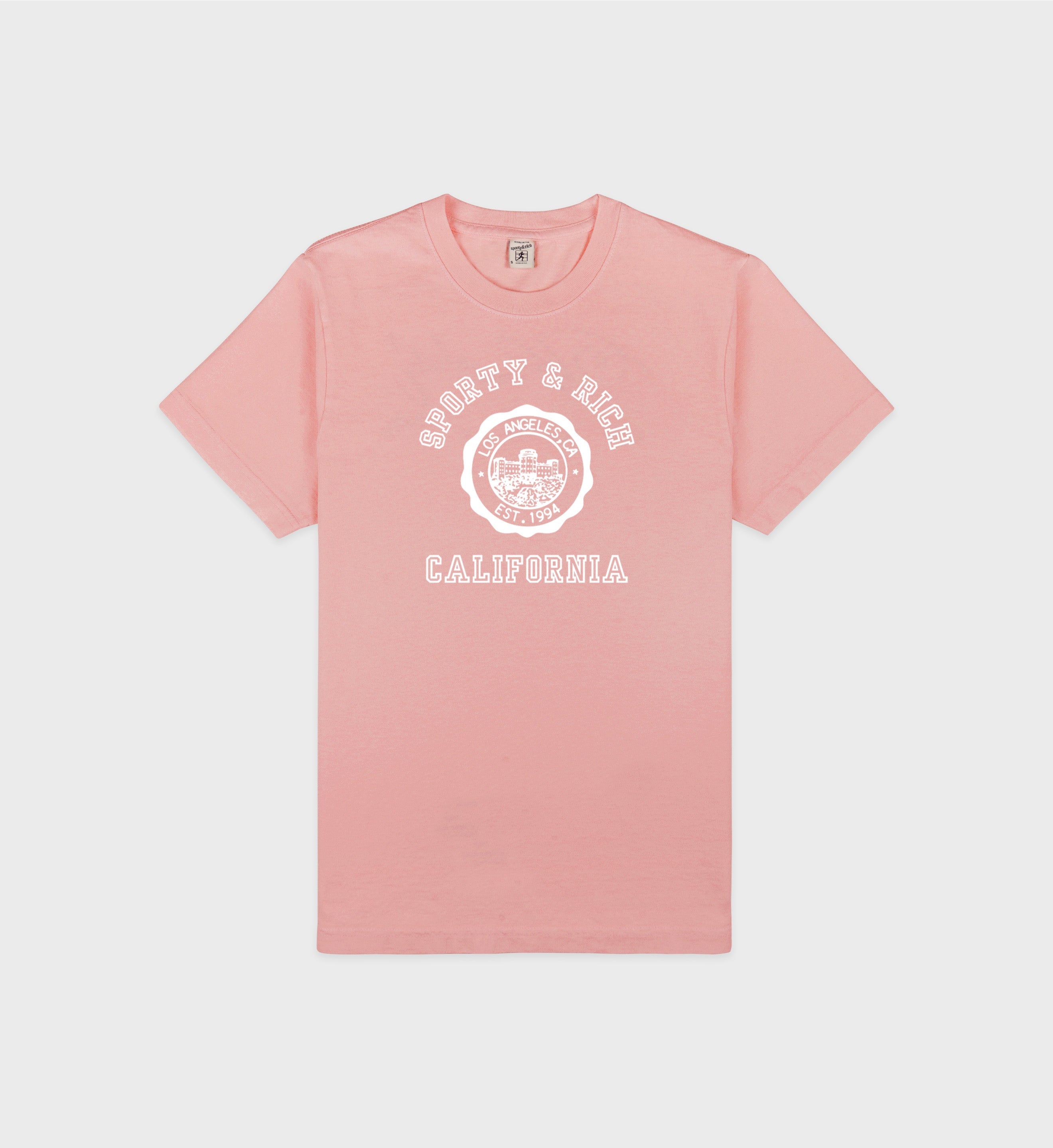 California Emblem Soft T-Shirt- Carnation/White