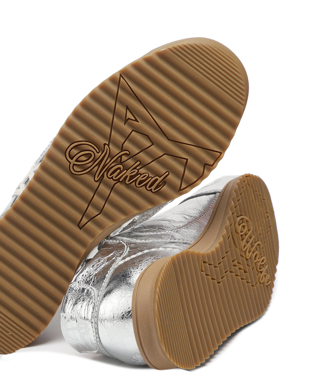 Exposuree Silver Crinkle Metallic Leather