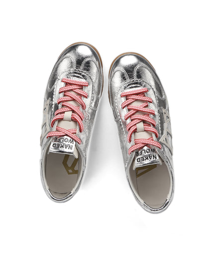 Exposuree Silver Crinkle Metallic Leather