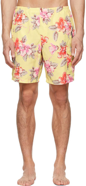 Yellow Polyester Swim Shorts