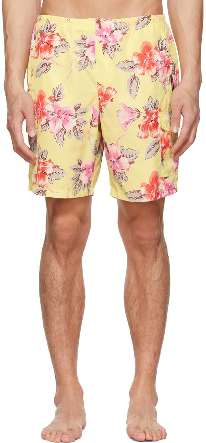 Yellow Polyester Swim Shorts