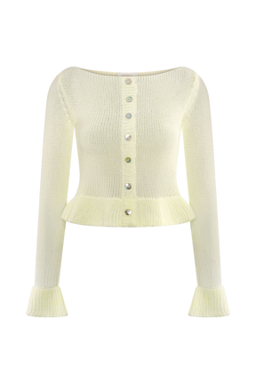 Eleanor Knit Frill Cardigan - White
