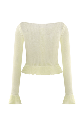 Eleanor Knit Frill Cardigan - White