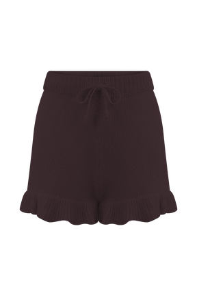Eleanor Knit Frill Shorts - Chocolate