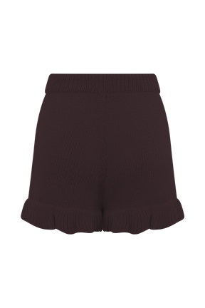 Eleanor Knit Frill Shorts - Chocolate
