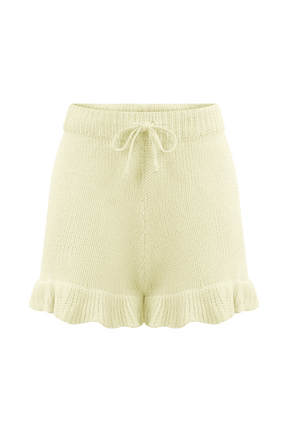 Eleanor Knit Frill Shorts - White