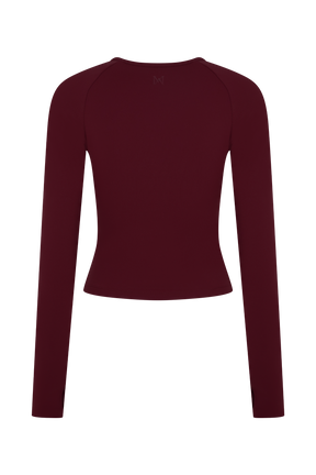 Eliana Long Sleeve Active Top - Burgundy