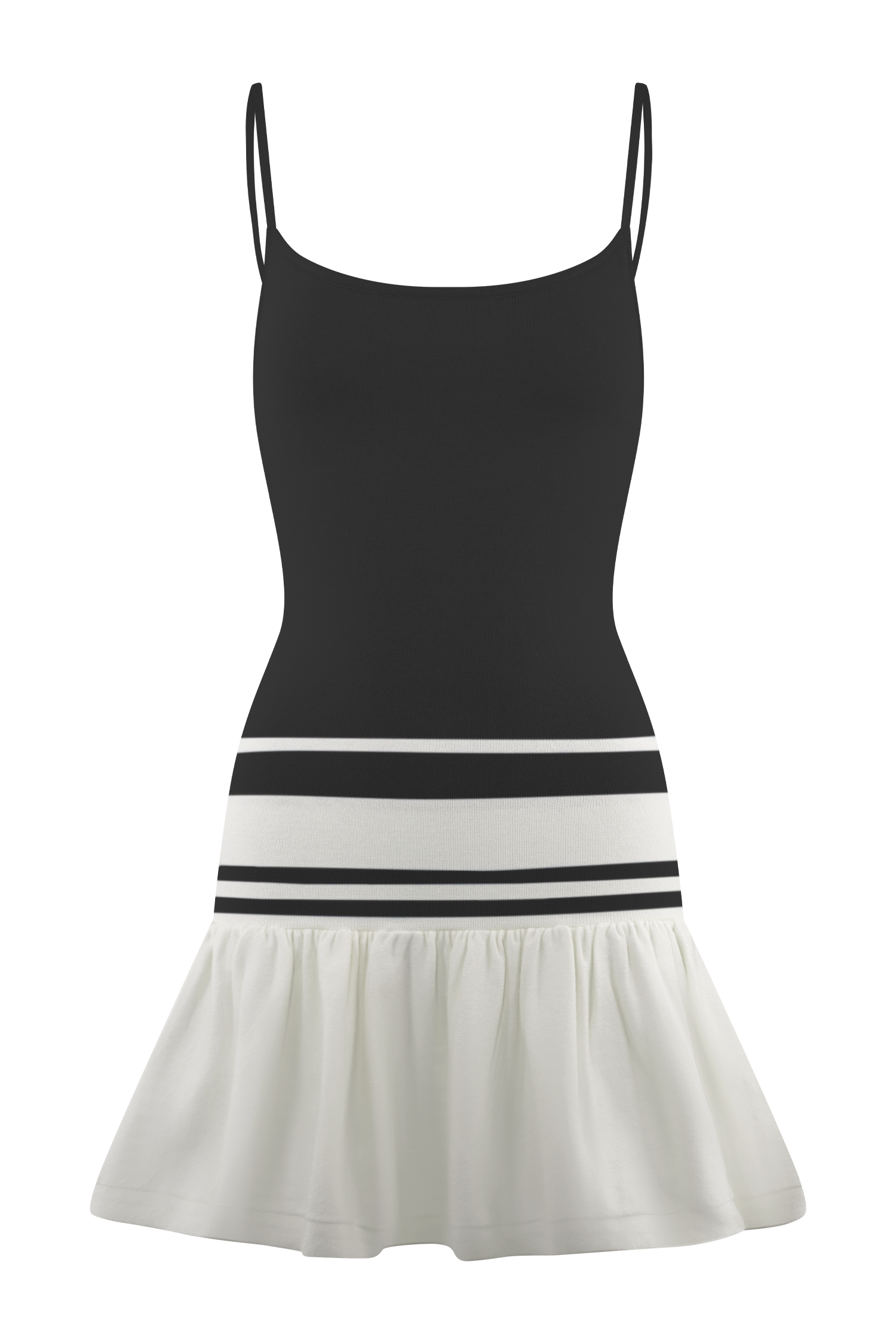 Ellison Contrast Knit Mini Dress - Black/White