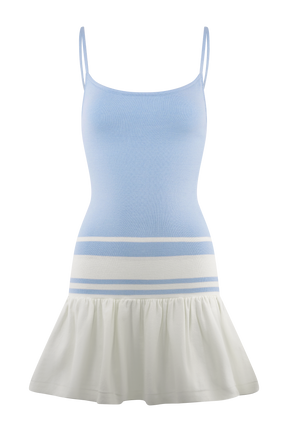 Ellison Contrast Knit Mini Dress - Blue/White
