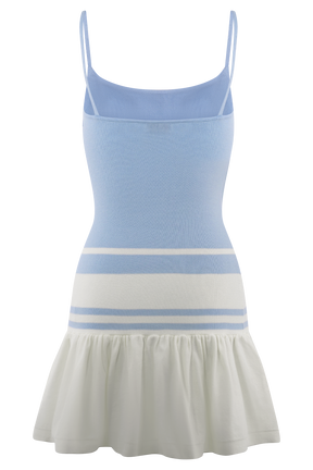 Ellison Contrast Knit Mini Dress - Blue/White