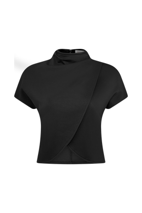 Eris High Neck Scuba Jersey Top - Black