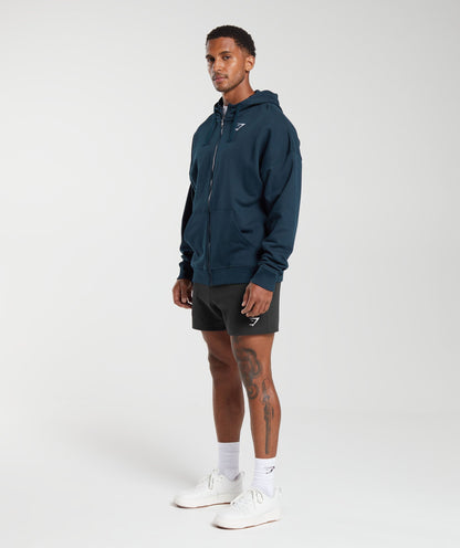 Gymshark Crest Oversized Zip Up Hoodie - Navy