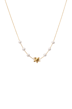 Eva Floral Fresh Water Pearl Necklace - Gold