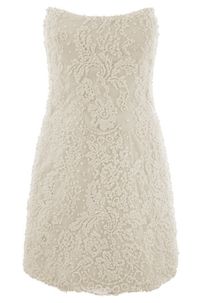 Eva Hand Beaded Pearl & Lace Mini Dress - White