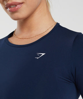 Gymshark Everyday Seamless Long Sleeve Crop Top - Navy