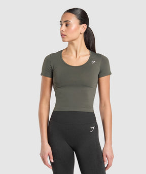 Gymshark Everyday Seamless Tight Fit Crew Neck Tee - Strength Green