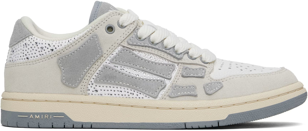 AMIRI Gray & White Crystal Suede Skel Top Low Sneakers