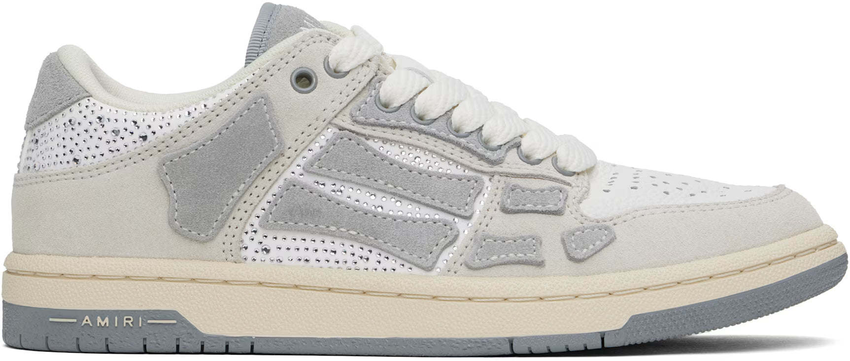 AMIRI Gray & White Crystal Suede Skel Top Low Sneakers