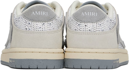 AMIRI Gray & White Crystal Suede Skel Top Low Sneakers