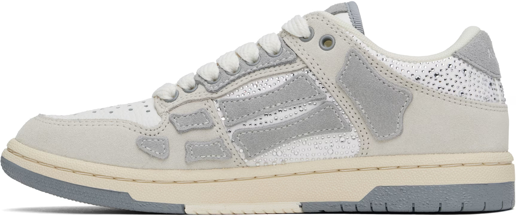 AMIRI Gray & White Crystal Suede Skel Top Low Sneakers